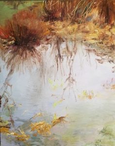 A stylized painting of water