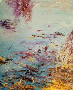 A stylized painting of water