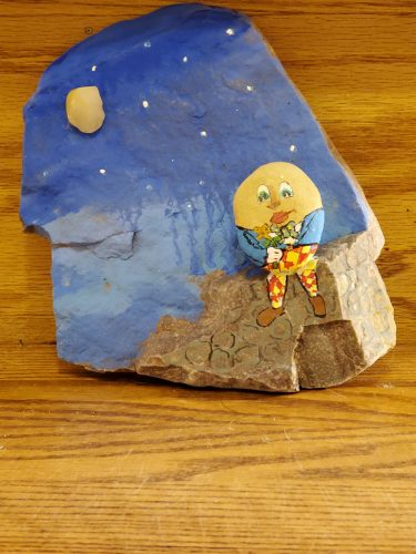 Humpty Dumpty painted on a rock