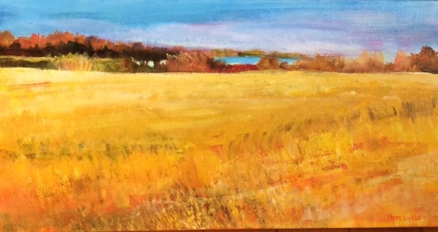 A painting of a yellow field