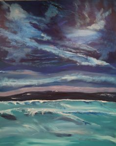 A stylized painting of water